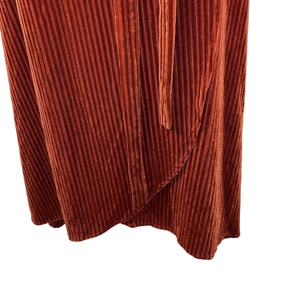 NWT Burnt Orange Ribbed Wrap Dress Long Sleeves Small - Picture 11 of 16